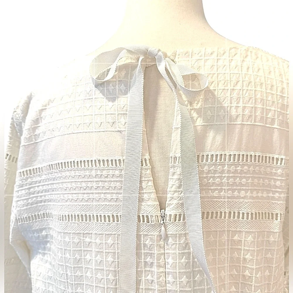 J. Crew White Eyelet Embroidered 100% Cotton Flutter Sleeve Shift Mini Size 10